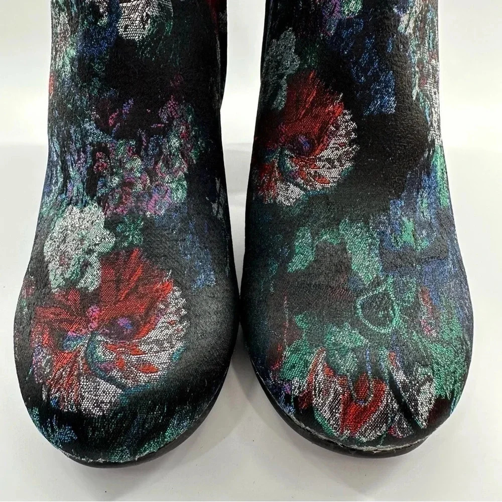 Zigisoho Nydia ankle bootie size 7 multicolored metallic floral brocade boot - Picture 2 of 14